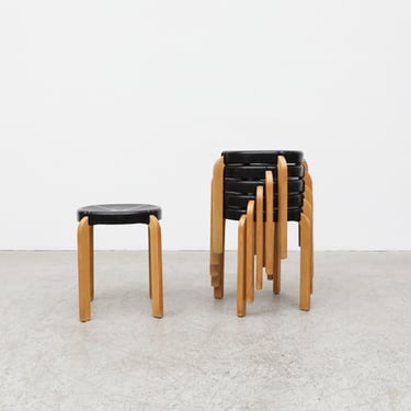 Alvar Aalto Style Stools With Acrylic Seat by Kembo