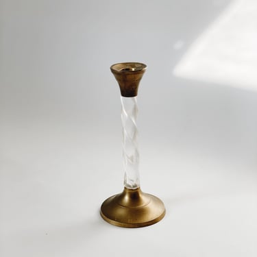 Lucite and Brass Candle Holder