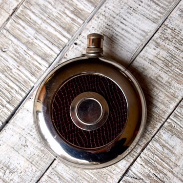 Vintage Pocket Flask Bottle in Leather  Vintage Flask Hunting Gift 