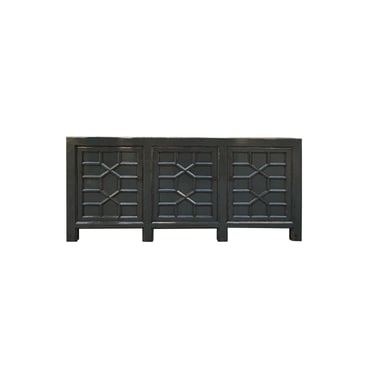 Distressed Gray Lacquer Cross Lattice Pattern Doors Sideboard Console Cabinet ws4318E 