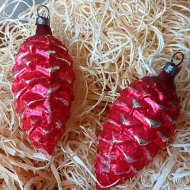 Vintage Pine Cone Christmas Ornaments | Set of 2 