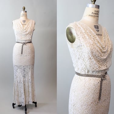 1930s LACE gown WEDDING dress medium | new spring 
