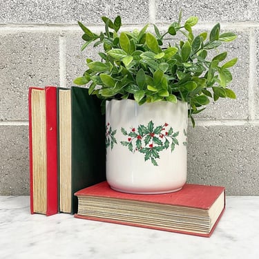 Vintage Planter Retro 1990s Lenox + Cache Pot + Fine Chinaware + Plant or Flower Display + Holly + Holiday and Christmas Decor 
