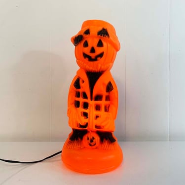 Vintage Blowmold Jack O' Lantern Hard Plastic Halloween Party Pumpkin Blow Mold Decoration 1960s 