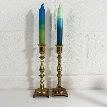 Vintage Brass Set of Two Candle Holders Candlesticks Retro Decor Mid-Century Hollywood Regency Candleholder MCM 