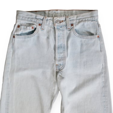 vintage Levis 501 / distressed jeans / 1990s Levis 501 faded light wash denim straight leg high waist jeans 27 