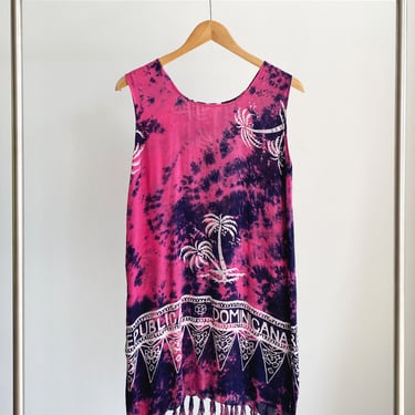 Pink and Purple Tie Dye Cover Up Dress