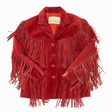 Vintage Red Suede Fringe Jacket