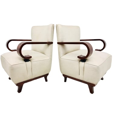 #1076 Pair of French Art Deco Lounge Chairs