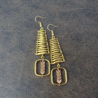 Industrial gold and brown earrings 
