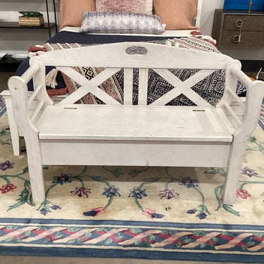 Distressed Bench With Storage