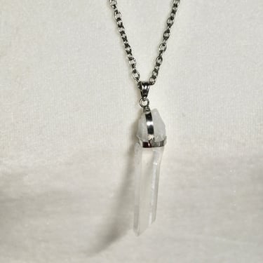 Large Natural Crystal Point Pendant Necklace 925 Silver Bail & Chain Gift For Her Clear Point Crystal Pendant Adjustable Chain 24
