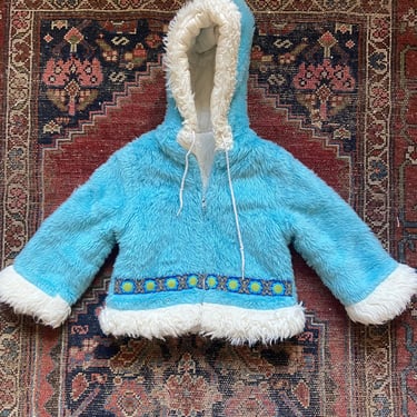 Vintage 50s 60s kids fuzzy hooded  arctic jacket by TimeBa