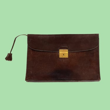 Vintage Hermes Paris Leather Portfolio Retro 1980s Genuine Leather + Brown + Document Holder + Business Folder + Accessory 