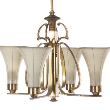 Art Deco Opaline Glass Chandelier 