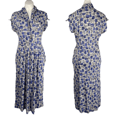 1940’s Novelty Print Day Dress Size M