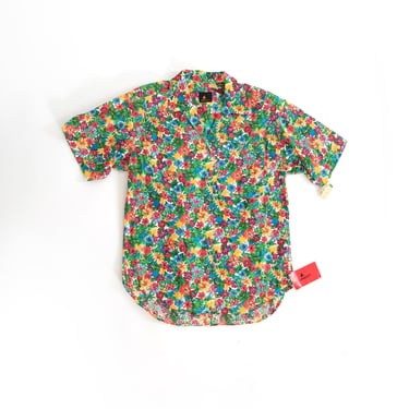 90s Liz Claiborne deadstock raibow floral cotton shirt 