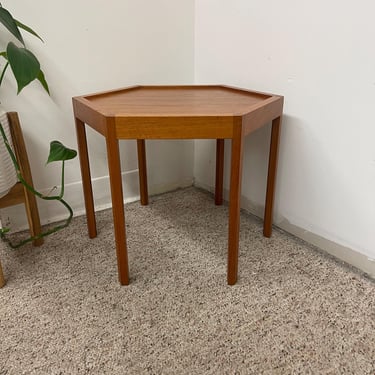 Free shipping within continental US - Mid-Century Modern Danish Teakwood Hexagonal Side Table Designed by Hans Christian Andersen 