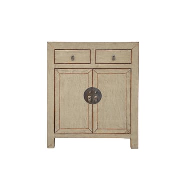 Distressed Gray Color 2 Drawers Doors End Table Nightstand Cabinet ws4368E 