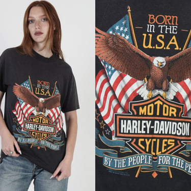 1989 Harley Davidson Motorcycles American Flag 50 50 T Shirt 