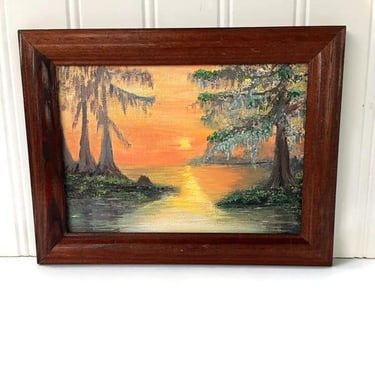 Florida Everglade Oil Painting - Sun Setting In The Everglades