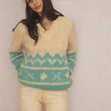 アメリヴィンテージ　MOHAIR STRANGE CHECK KNIT 1960s Italian Mohair Checkerboard Pullover | Wayward Collection