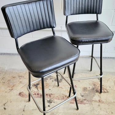 Pair of MCM Black Barstools