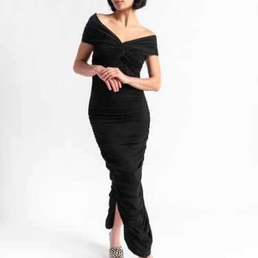 KHAITE Black Ruched Midi Dress (Sz. M)