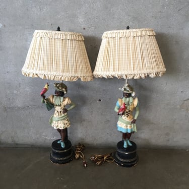 40's Pair of Bird Lady Lamps