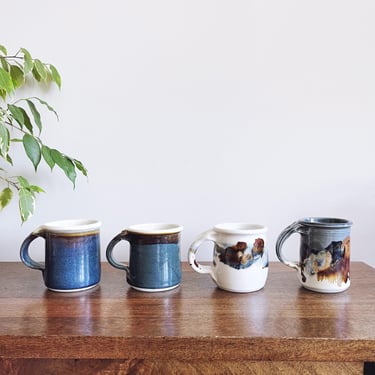 Vintage Studio Pottery Mugs - Set of 4 - Signed Brimberry 