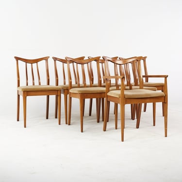 Blowing Rock Mid Century Walnut Side Dining Chairs - Set of 6 - mcm 