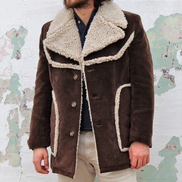 Mens Corduroy Jacket, Vintage 1970s McGregor Sherpa Jacket, Size 38 Men, Brown Corduroy Jacket 