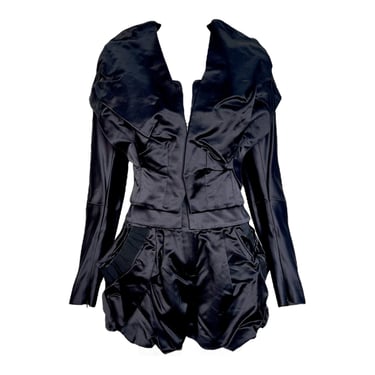 Christian Lacroix 1980's Black Silk Jacket + Shorts Evening Ensemble