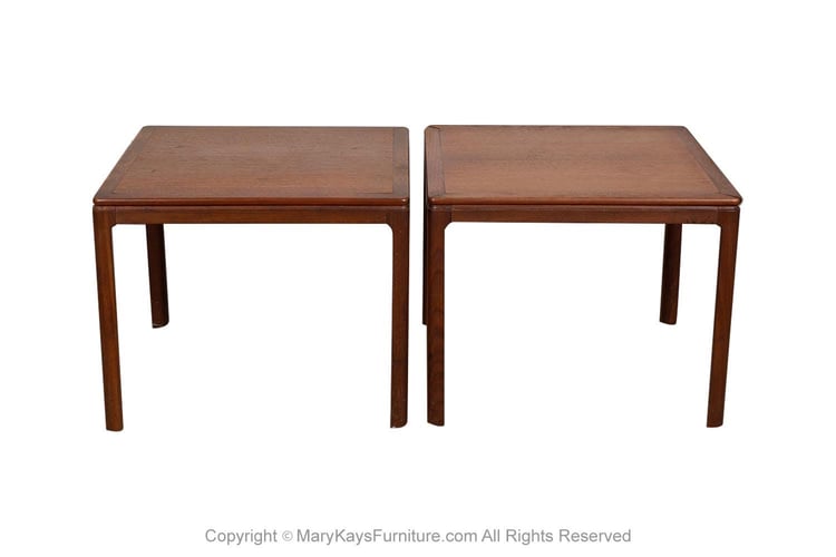 Pair Mid-Century Danish Dux Teak Side Tables Parson Style 