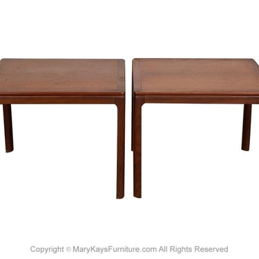 Pair Mid-Century Danish Dux Teak Side Tables Parson Style 