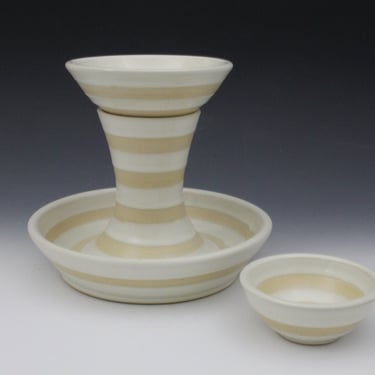 Scorpion Bowl / Chip and Dip - White and Beige Striped 