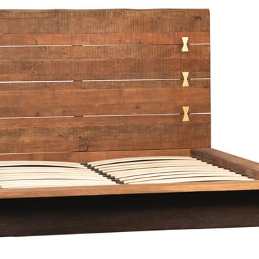 Reclaimed Wood Queen Size Bed With Butterfly Joint Design from Terra Nova Designs Los Angeles 