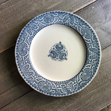 French Faïence Plate, Indigo Design, Terre De Fer, French Farmhouse, Farm Table 