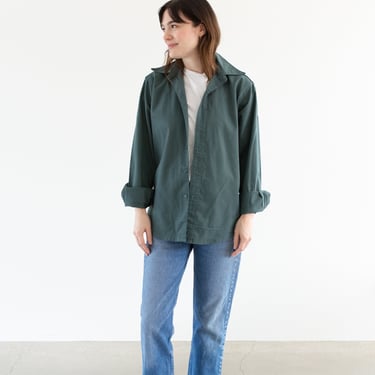 Vintage Teal Long Sleeve Work Shirt | Unisex 60s Cotton OverShirt | Made in USA | S | TS005 