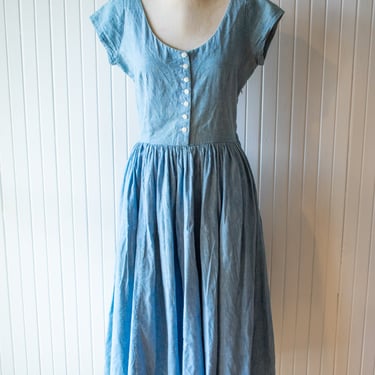 Vintage 1980s Ralph Lauren Cotton Dress 28" Waist