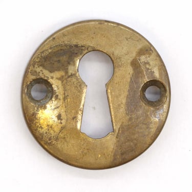 Vintage 1.375 in. Brass Round Door Keyhole Cover Plate