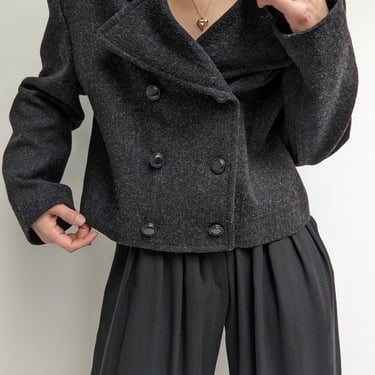 Vintage Charcoal Cropped Wool Jacket