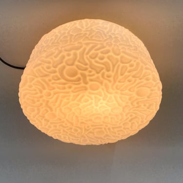 Large Mid-Century Milk Glass Flush Mount or Wall Light, Czechoslovakia 