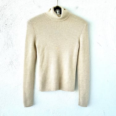 Vintage 90s Y2k Ribbed Sweater 1990s 2000s Minimalist Turtleneck Knit Long Sleeve Top Shirt 