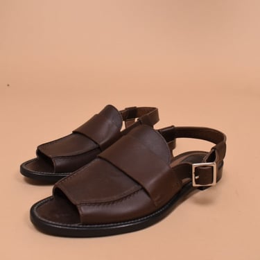 Brown Italian-Made Leather Ankle-Strap Sandals by Marni, 36.5