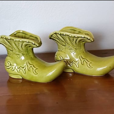 Elf Shoe Vase Set Made in Japan - Vintage Home Decor - Vintage Planters 