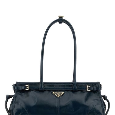 Prada Woman Denim Blue Leather Shoulder Bag