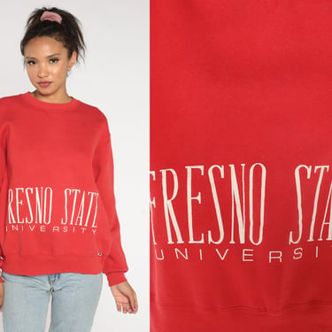 Fresno State University Sweatshirt California State University Shirt 90s College Graphic Print Red 1990s Sweater Vintage Russell Large 