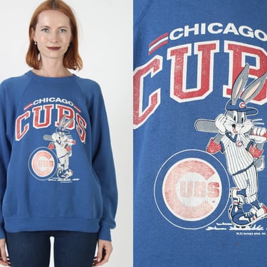 Vintage 90s Chicago Cubs Bugs Bunny Warner Brother Looney Tunes Sweatshirt Shirt 