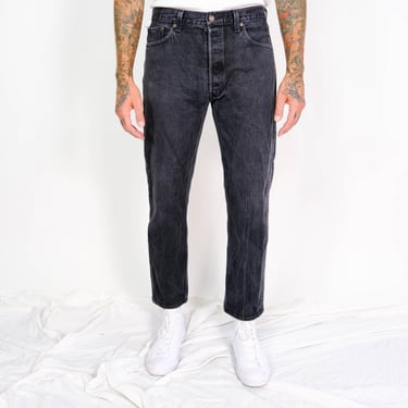 Vintage 90s LEVIS 501 Black Wash Button Fly Jeans | Made in USA | Size 33x30 | 1990s Levis Designer Unisex Denim Pants 